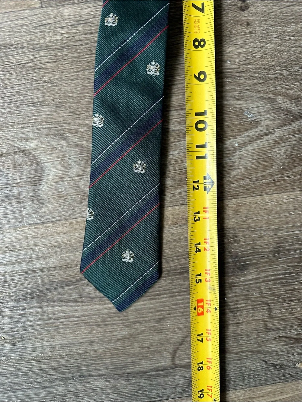 Vintage Unisex Dark Green Striped School Uniform Zipper Tie Royal Crest Pattern